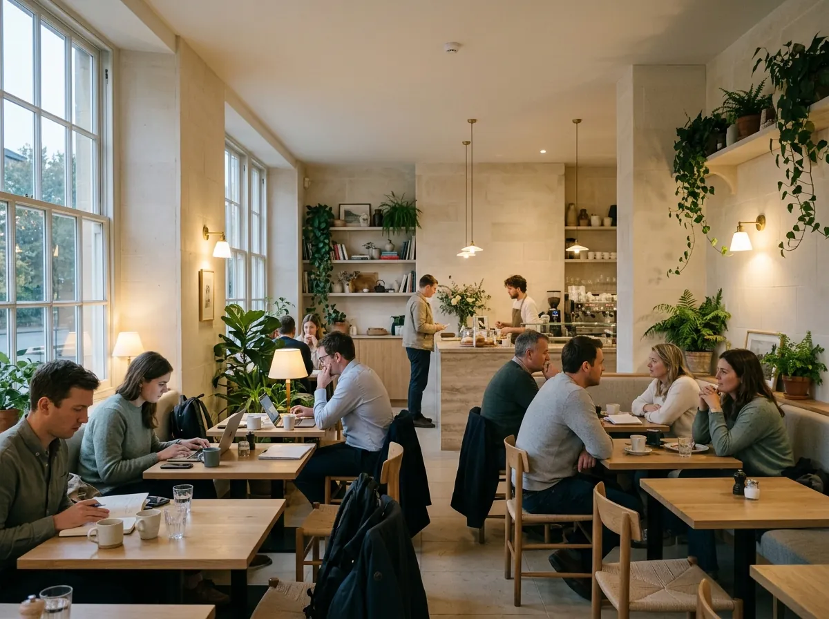 Gün ışığı alan bir restoran ve kafe salonu, kavramsal görsel